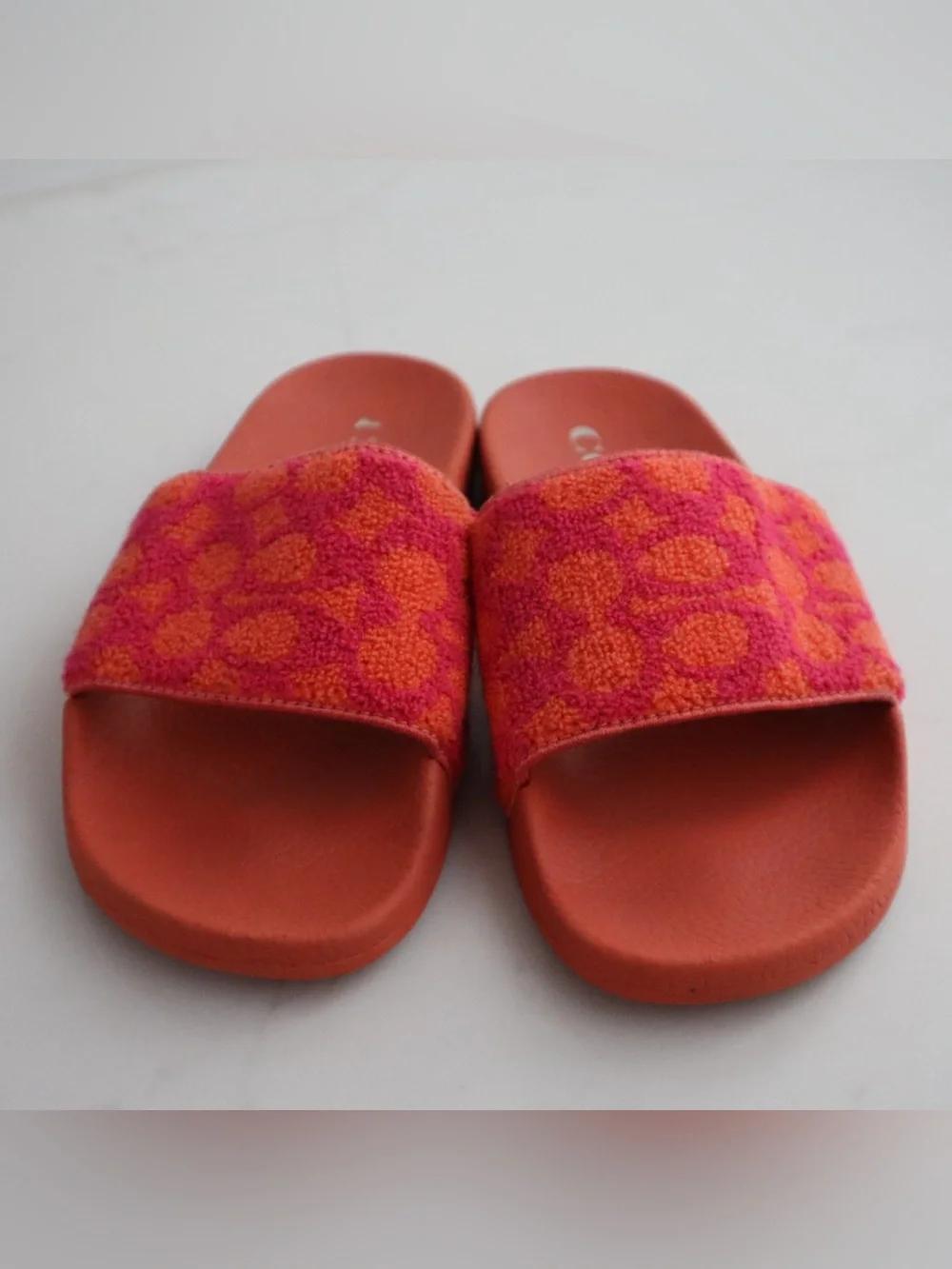Coach Coral Slide Sandals with Pink Patterned Strap
